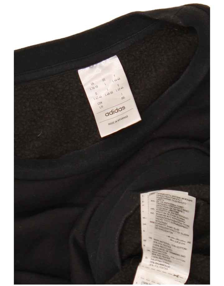 Γυναικεία φούτερ ADIDAS Crop Oversized Jumper UK 16/18 μεγάλο μαύρο βαμβακερό