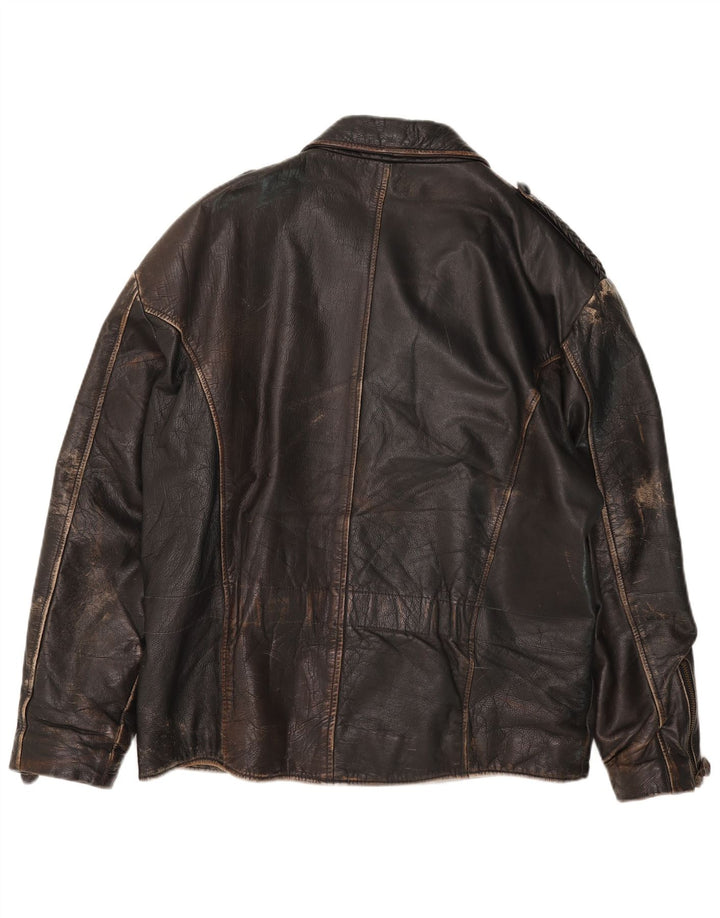 American Basics Ανδρικό Δερμάτινο Μπουφάν Biker UK 40 Μεγάλο Καφέ