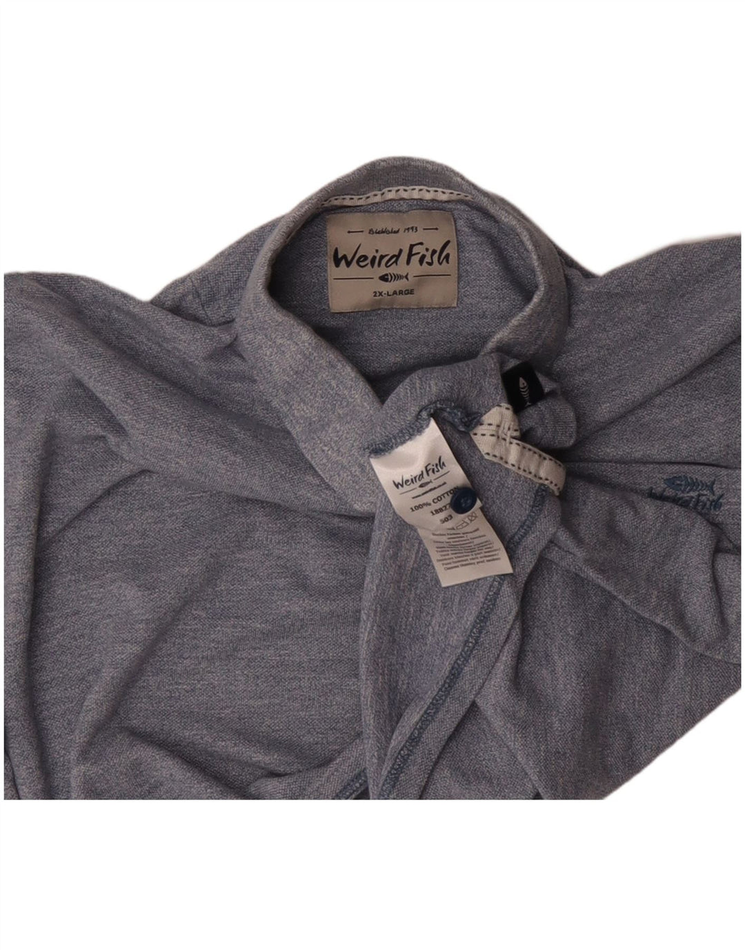 Ανδρικό πουκάμισο πόλο WEIRD FISH 2XL Μπλε βαμβακερό