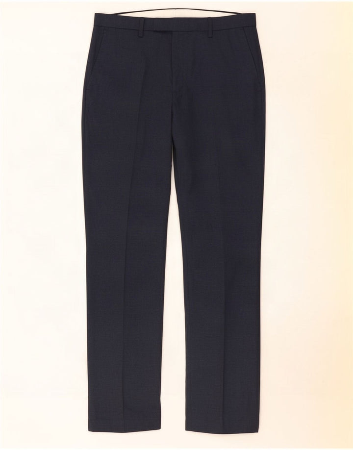 Ανδρικό κανονικό παντελόνι Marks & Spencer W34 L30 Navy Blue Polyester
