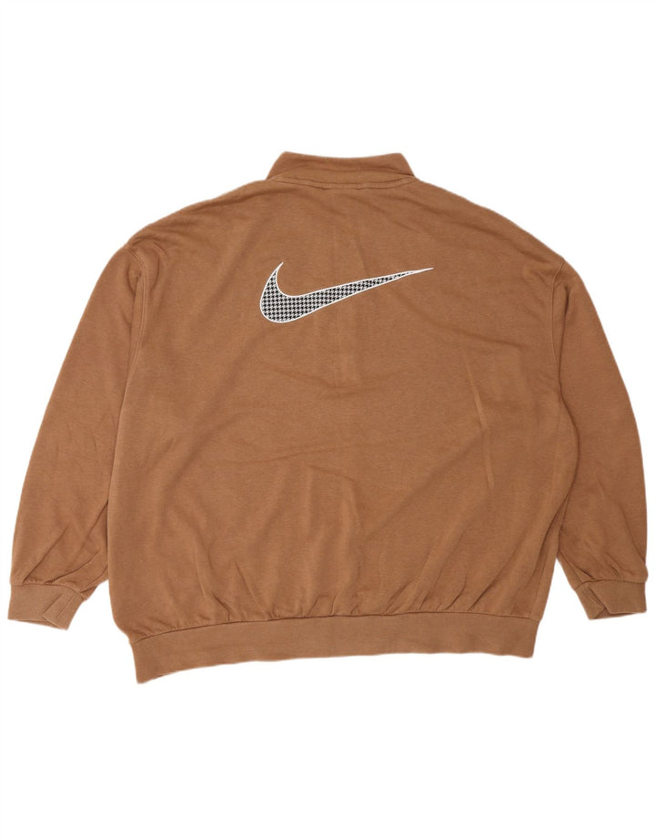 Γυναικείο γραφικό υπερμεγέθη φούτερ Nike UK 16 μεγάλο καφέ βαμβακερό