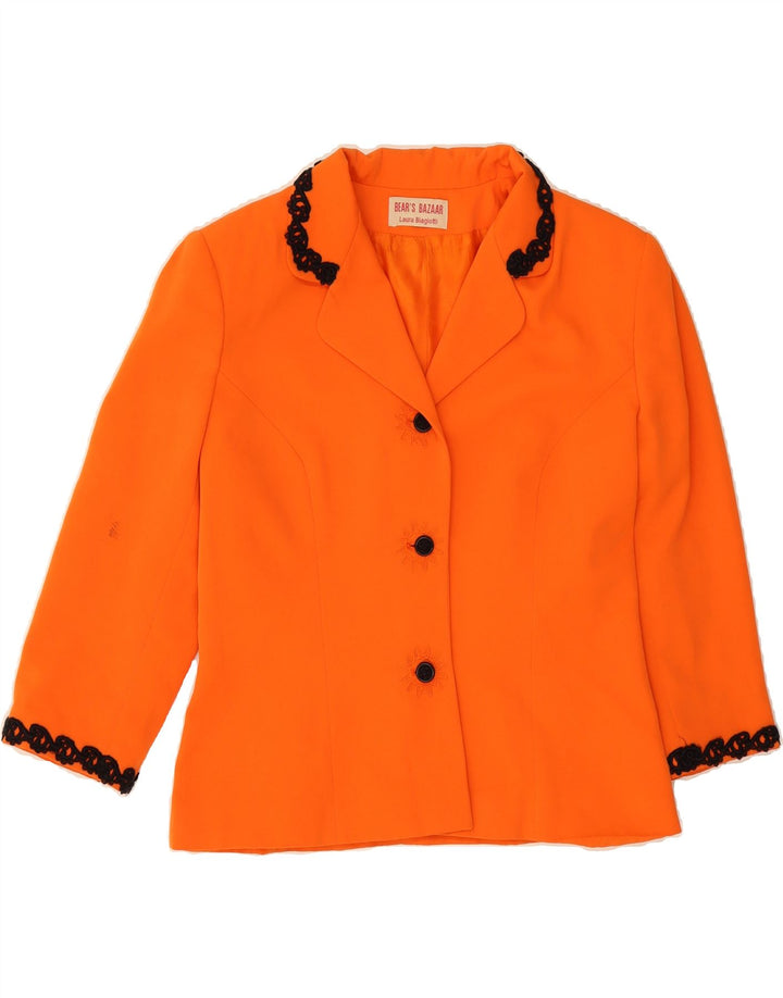 LAURA BIAGIOTTI Womens 3 Button Blazer Jacket IT 46 Large Orange Vintage Laura Biagiotti and Second-Hand Laura Biagiotti from Messina Hembry 