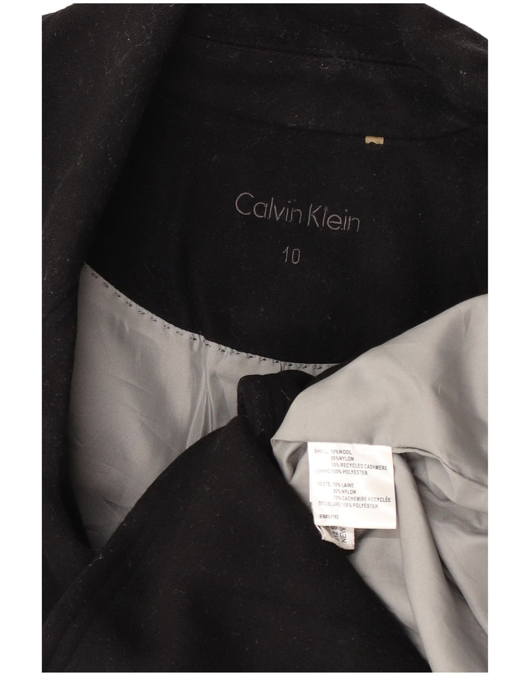 Calvin Klein Γυναικείο παλτό μπιζελιού US 10 Large Black Wool