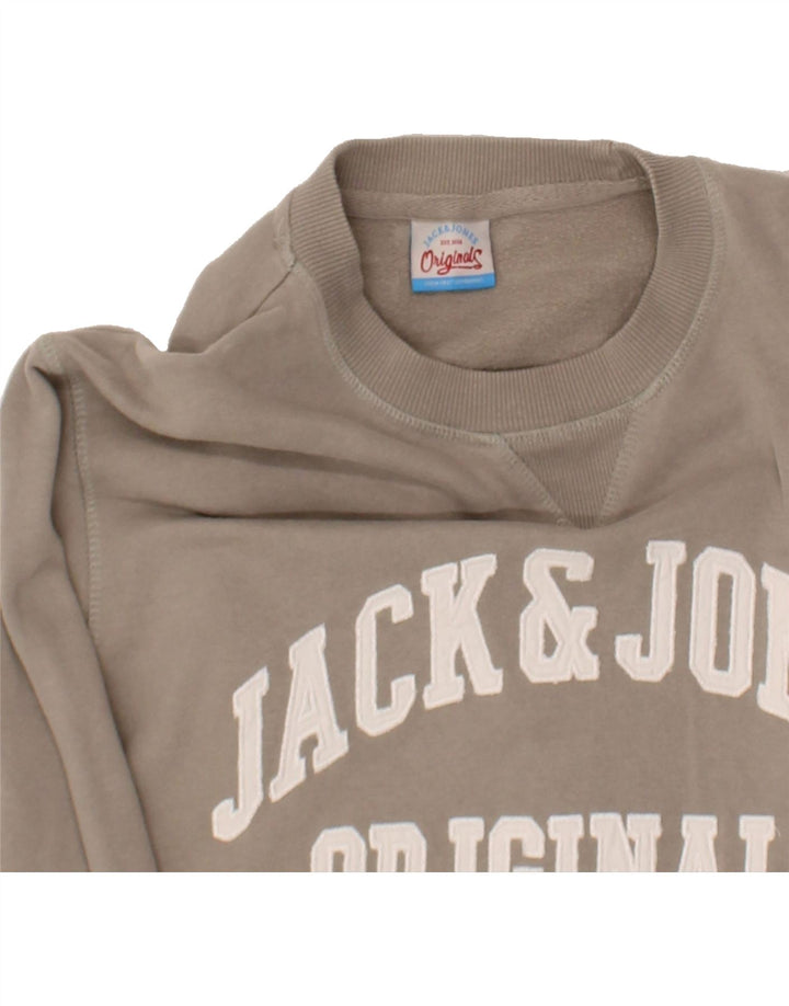 JACK & JONES Mens Graphic Sweatshirt Jumper Medium Grey Cotton Vintage Jack & Jones and Second-Hand Jack & Jones from Messina Hembry 
