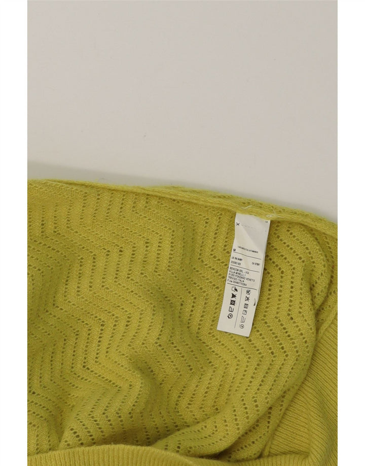 BENETTON Womens Crew Neck Jumper Sweater UK 12 Medium Yellow Chevron Vintage Benetton and Second-Hand Benetton from Messina Hembry 