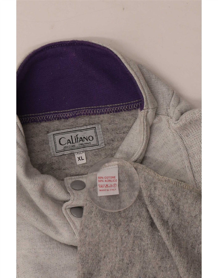 Vintage ανδρικό φούτερ με κουμπιά Jumper XL Γκρι βαμβακερό ρετρό
