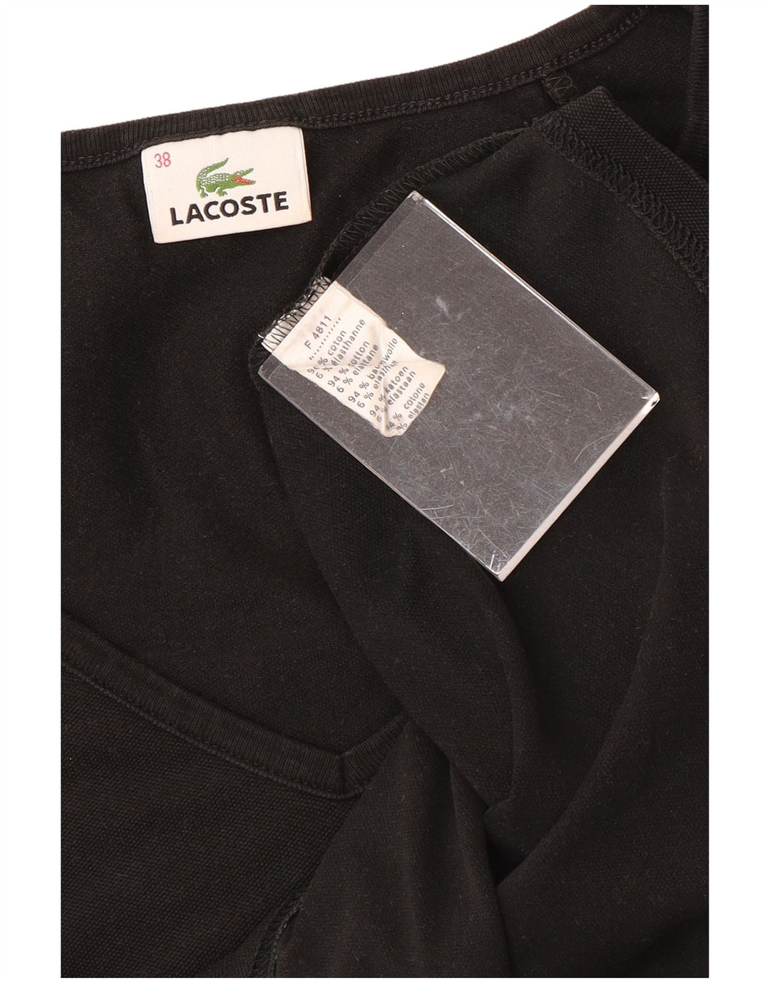 Γυναικείο T-Shirt LACOSTE Top Size 38 Μεσαίο μαύρο βαμβακερό