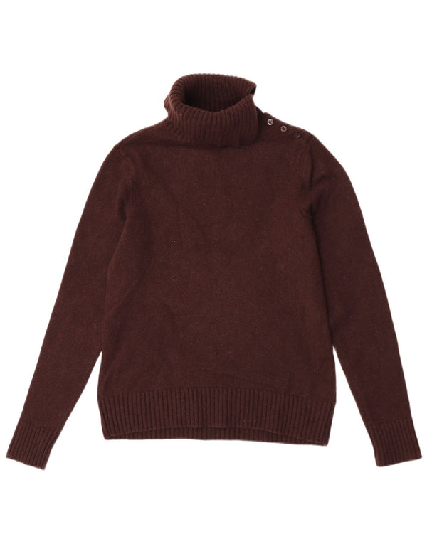 Ralph Lauren Γυναικείο πουλόβερ με ρολό λαιμόκοψη UK 14 μεγάλο καφέ μαλλί