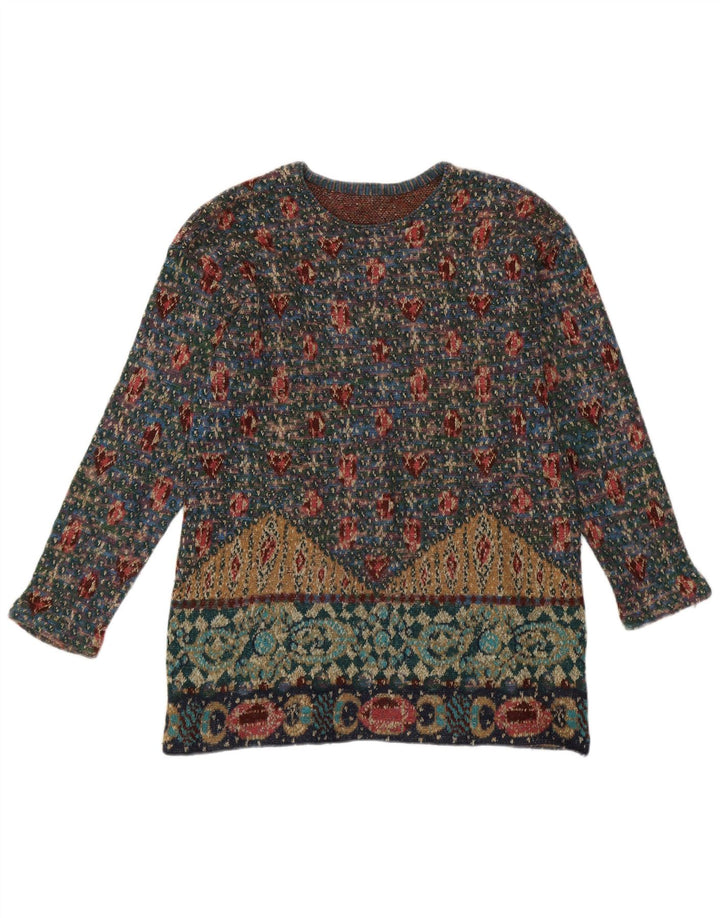 Vintage γυναικείο πουλόβερ με λαιμόκοψη UK 14 Medium πολύχρωμο