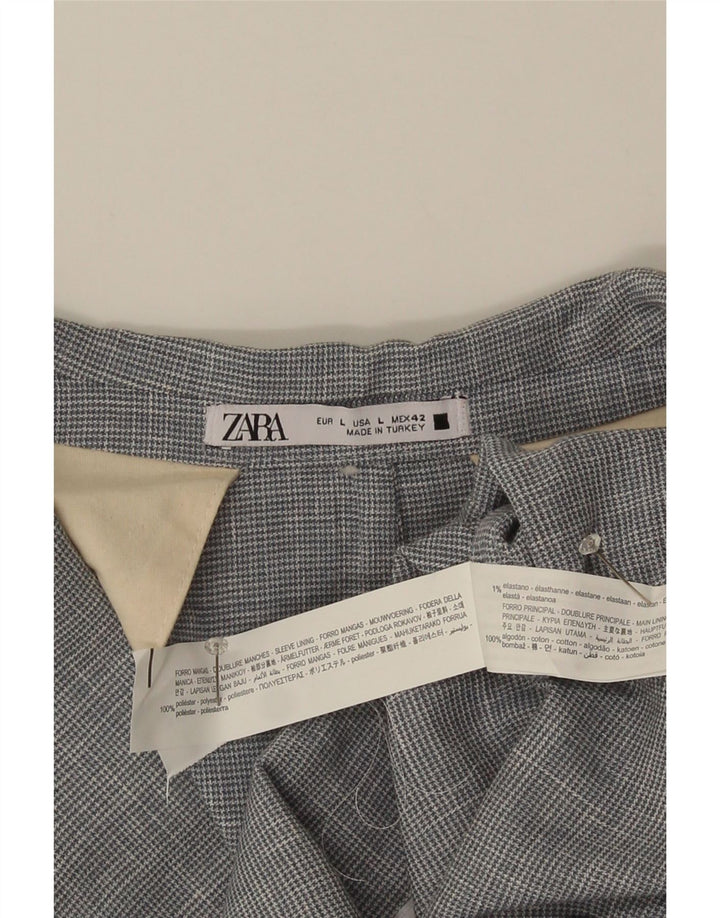 Zara Ανδρικό μπουφάν blazer UK 40 Large Grey Houndstooth Polyester
