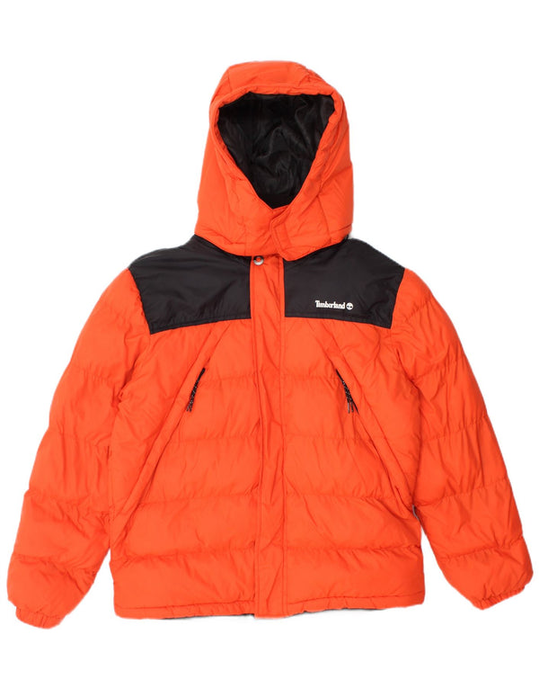 Timberland Boys Hooded Jacket 13-14 Years Small Orange Colourblock
