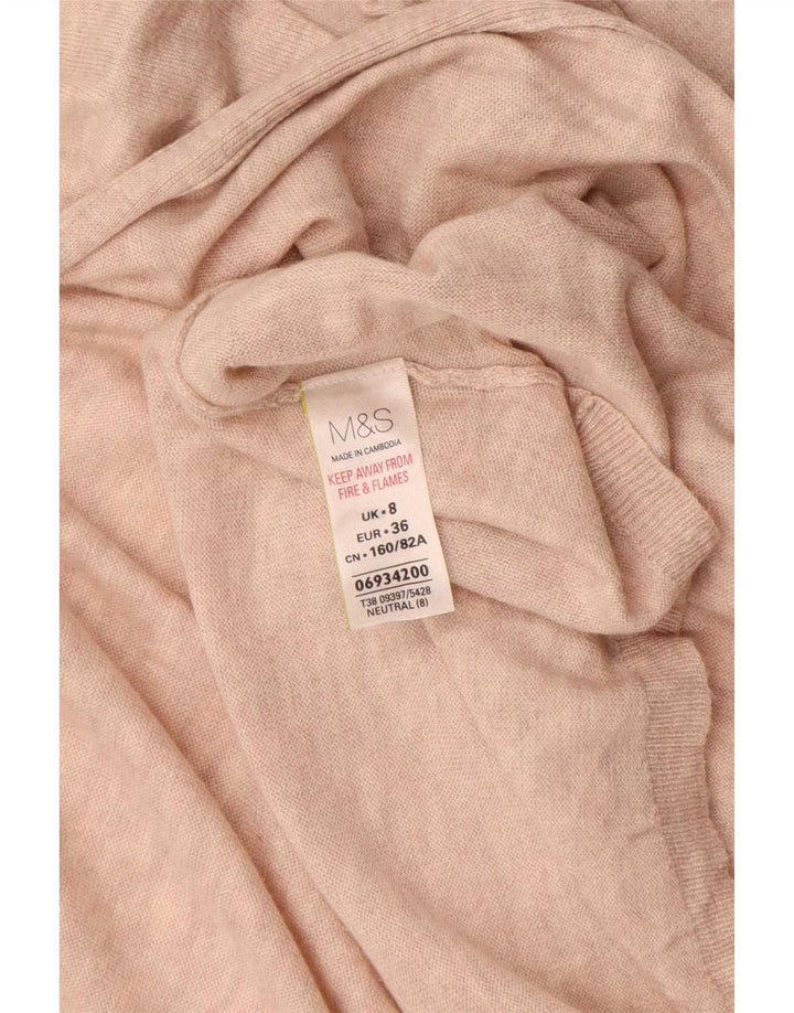 Marks & Spencer Γυναικείο ανοιχτό πουλόβερ ζακέτα UK 8 Small Beige Polyamide