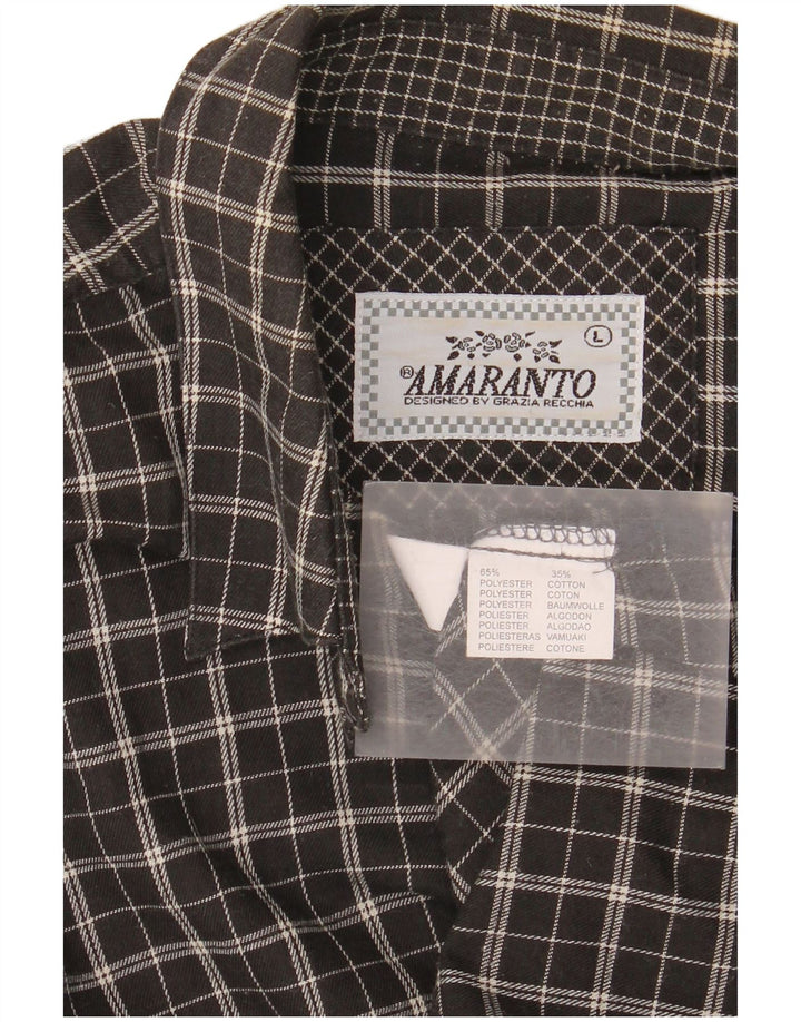 Amaranto Γυναικείο φανελένιο πουκάμισο UK 16 Large Black Check Polyester