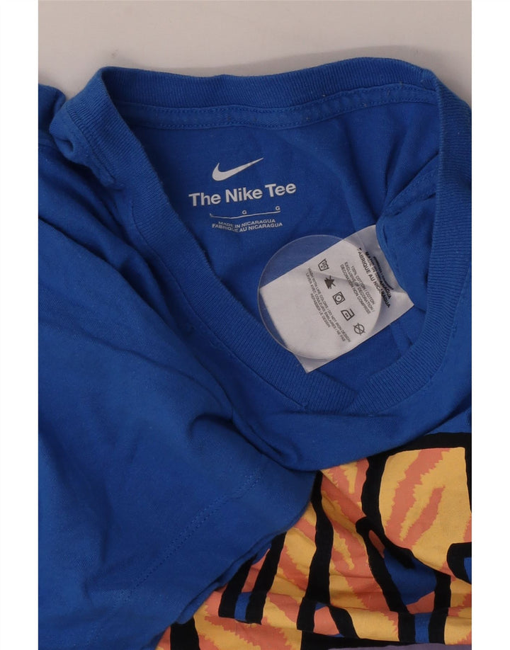Ανδρικό γραφικό μπλουζάκι Nike, μεγάλο μπλε βαμβακερό