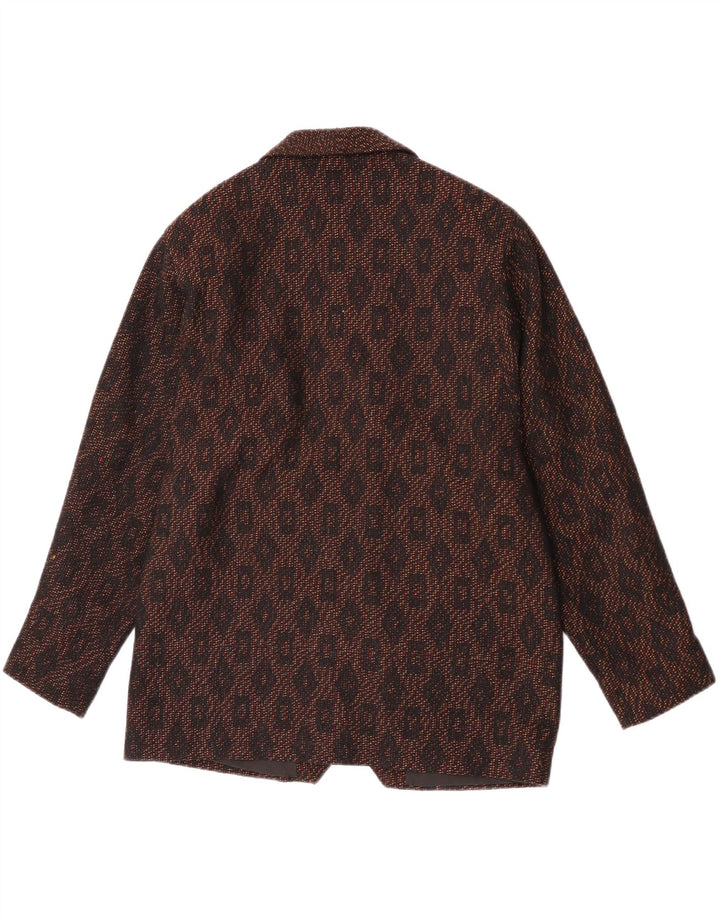 Vintage γυναικείο διπλό μπουφάν σακάκι UK 16 Large Brown Animal print