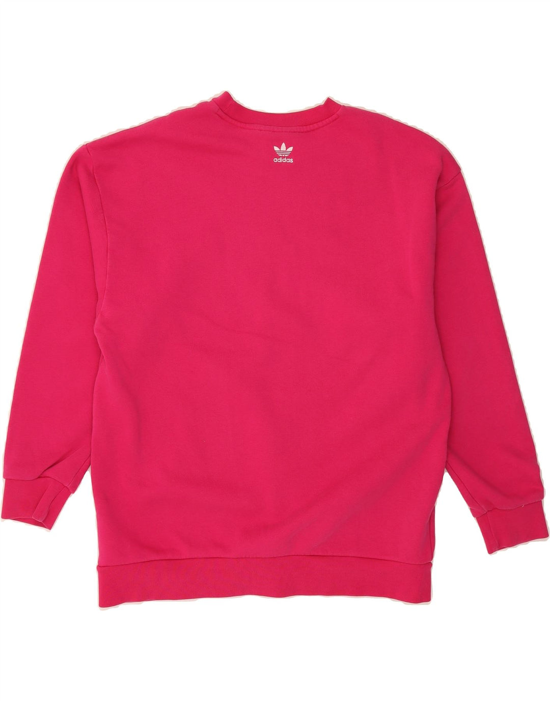 ADIDAS Womens Oversized Graphic Sweatshirt Jumper UK 12 Medium Pink Cotton Vintage Adidas and Second-Hand Adidas from Messina Hembry 