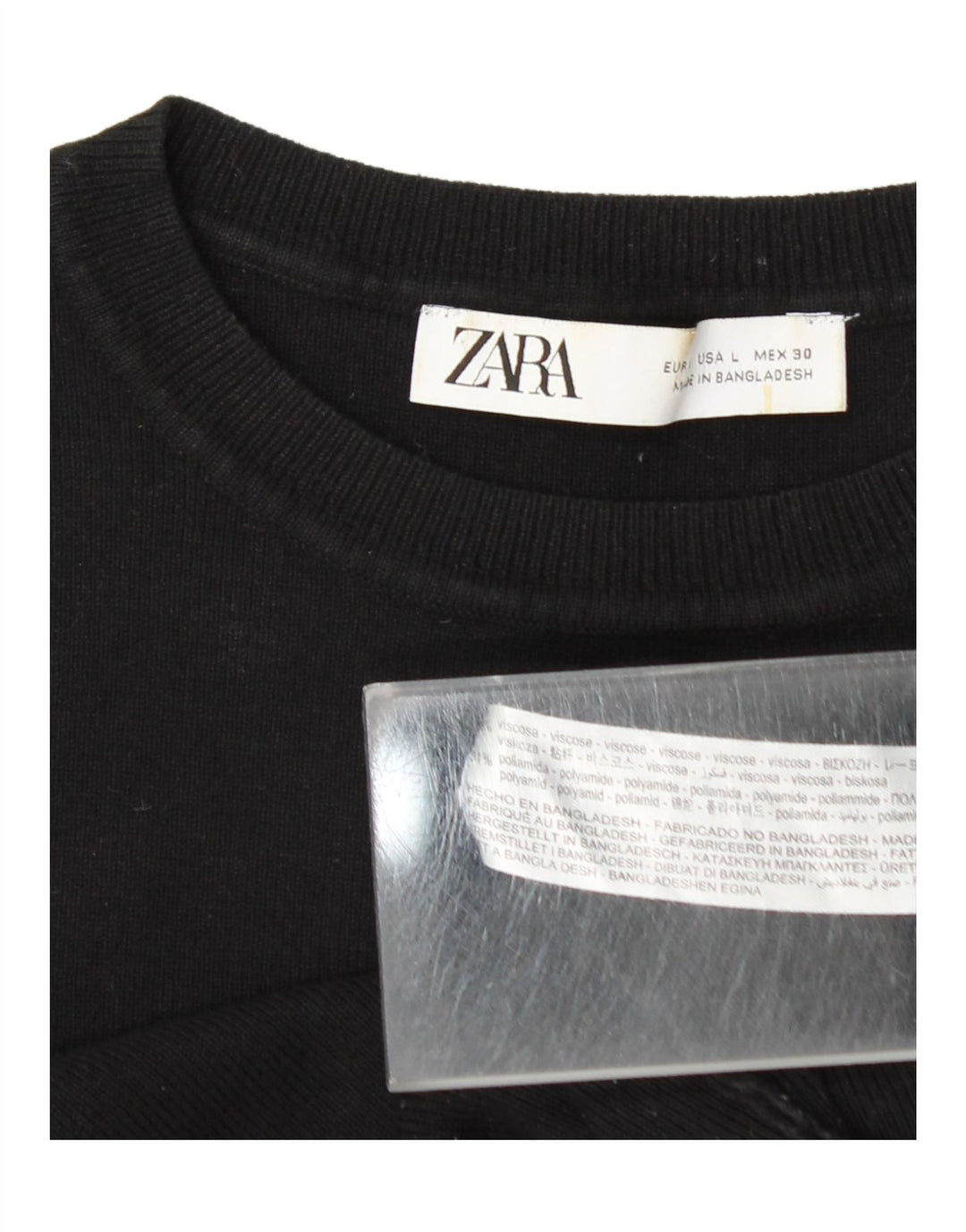 Zara Γυναικείο Crop Vest Top UK 14 Large Black Viscose