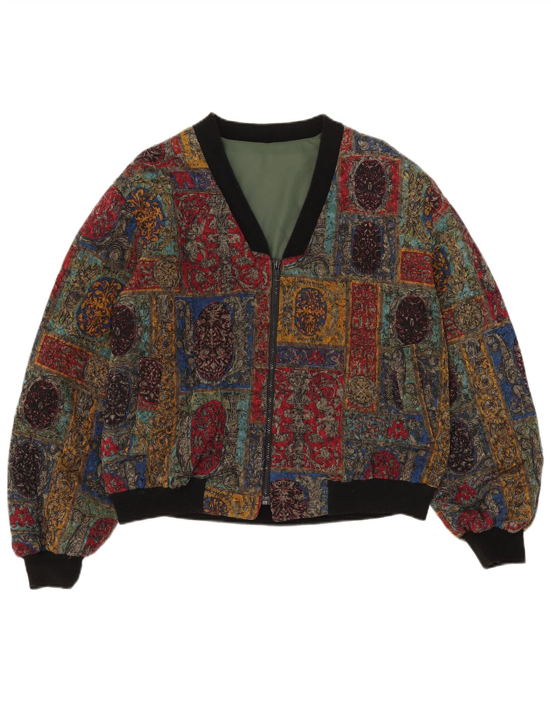 Vintage Γυναικείο Bomber Jacket UK 16 Μεγάλο Πολύχρωμο Γεωμετρικό