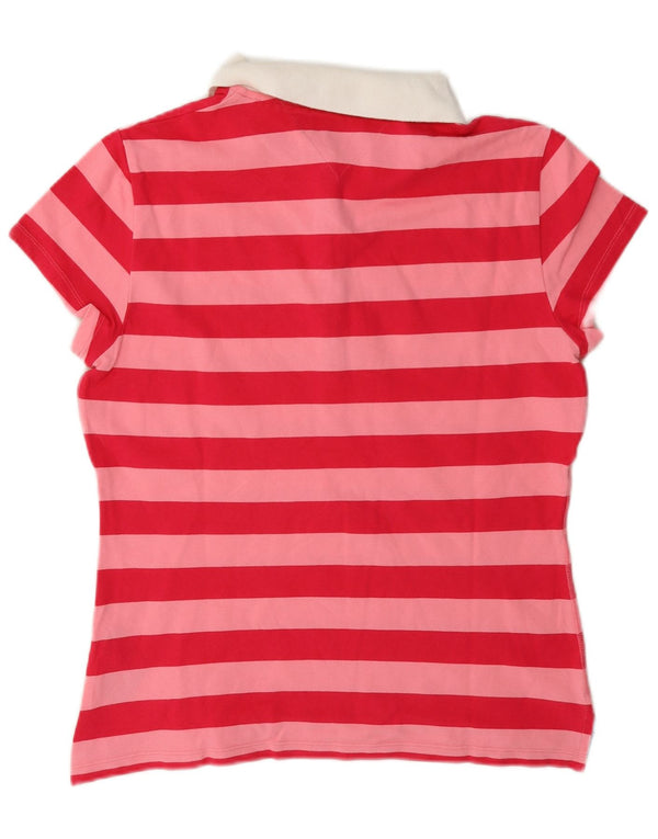 Tommy Hilfiger γυναικείο μπλουζάκι ράγκμπι πόλο UK 12 μέτριο ροζ βαμβακερό ριγέ