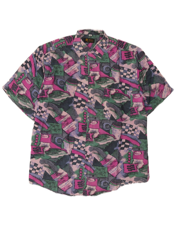 Vintage Ανδρικό πουκάμισο Abstract Pattern Μέγεθος 39/40 Μεσαίο Πολύχρωμο