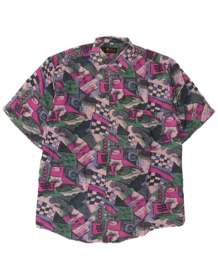Vintage Ανδρικό πουκάμισο Abstract Pattern Μέγεθος 39/40 Μεσαίο Πολύχρωμο