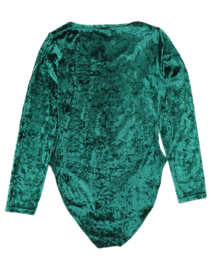 CANDA Womens Long Sleeve Bodysuit UK 14/16 Large Green Polyester Vintage Canda and Second-Hand Canda from Messina Hembry 