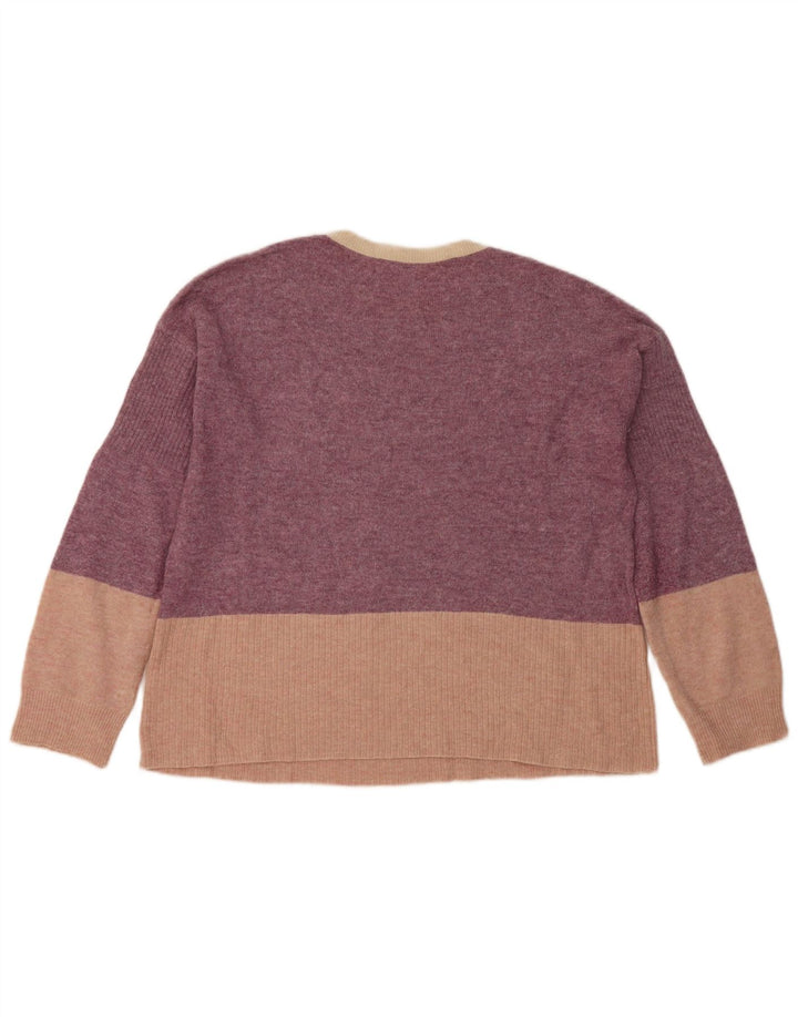 White Stuff Γυναικείο πουλόβερ με λαιμόκοψη UK 12 Medium Purple Colourblock
