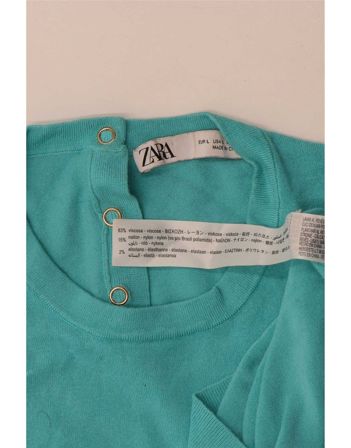 Zara Γυναικείο Γιλέκο Tank Top UK 14 Large Blue Viscose