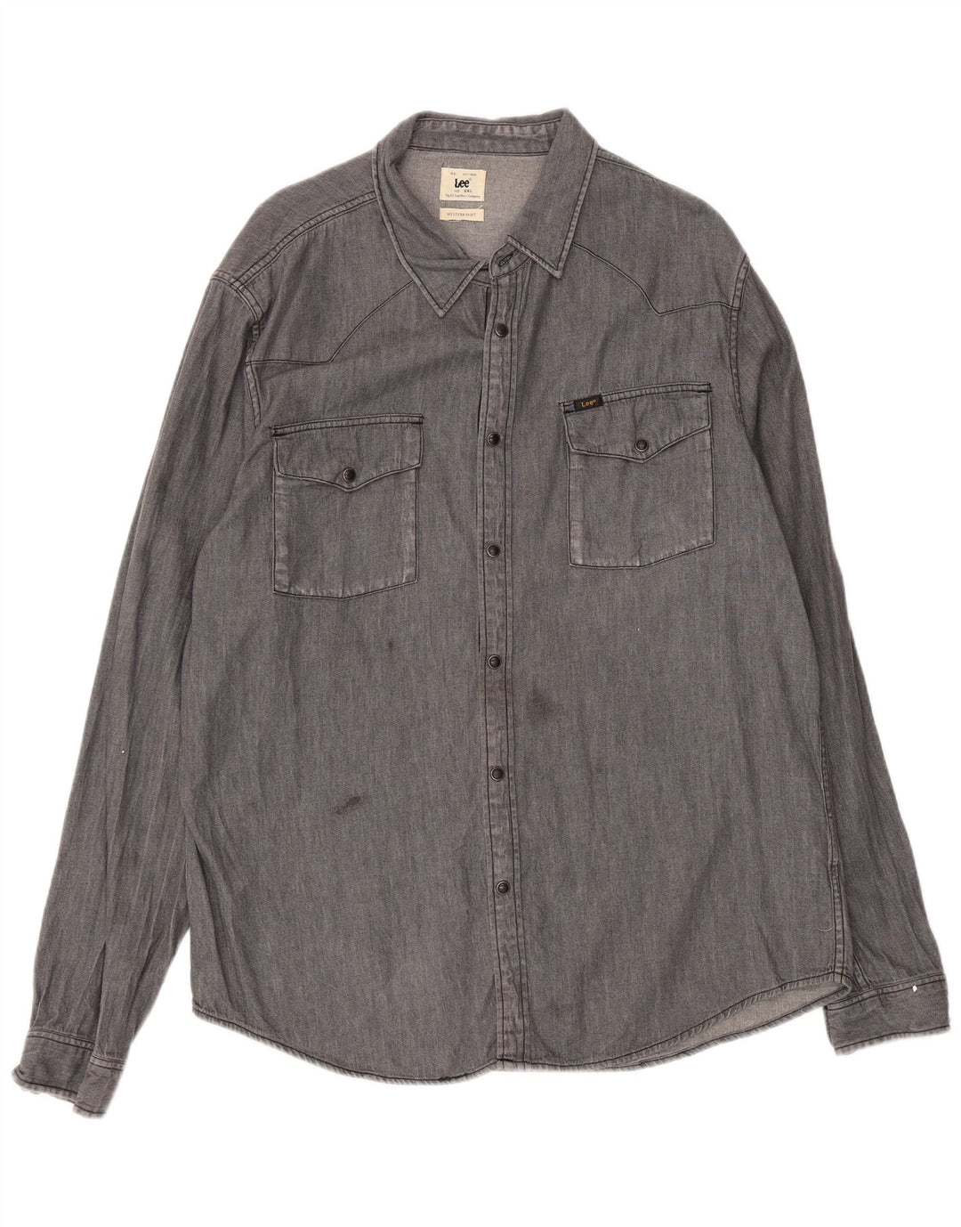 Lee Mens Utility Western Shirt 2XL Γκρι βαμβακερό