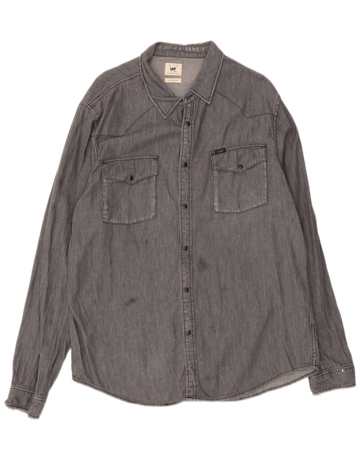 Lee Mens Utility Western Shirt 2XL Γκρι βαμβακερό