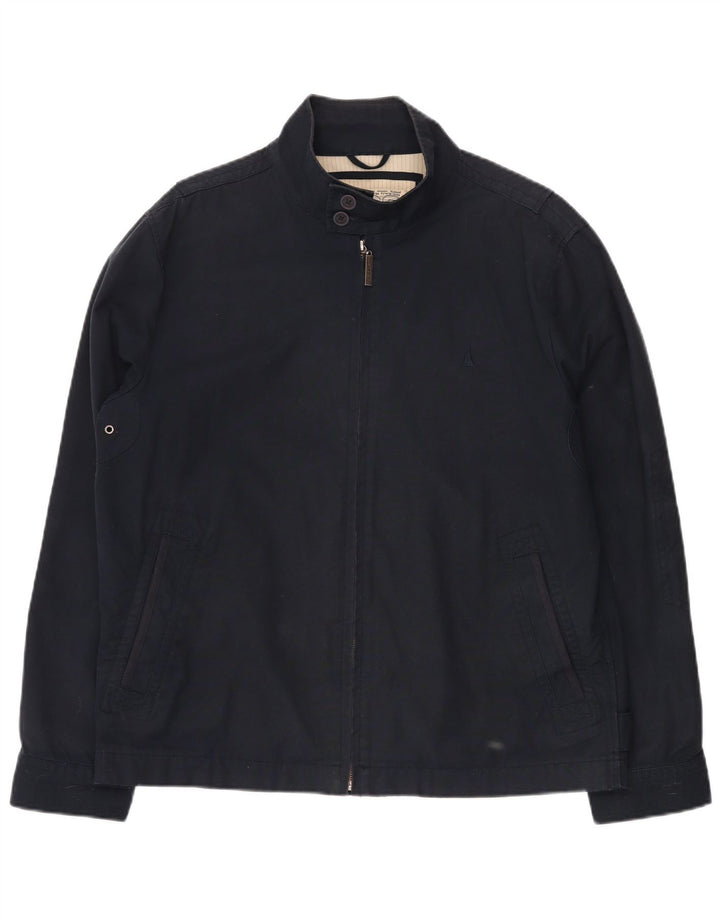 MUSTO Ανδρικό Bomber Jacket UK 40 Large Navy Blue Cotton