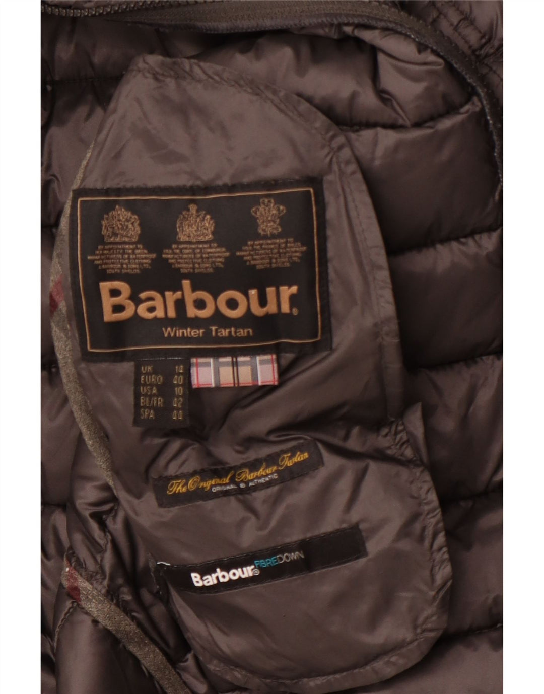 Barbour Γυναικείο χειμωνιάτικο ταρτάν μπουφάν UK 14 Large Grey Winter