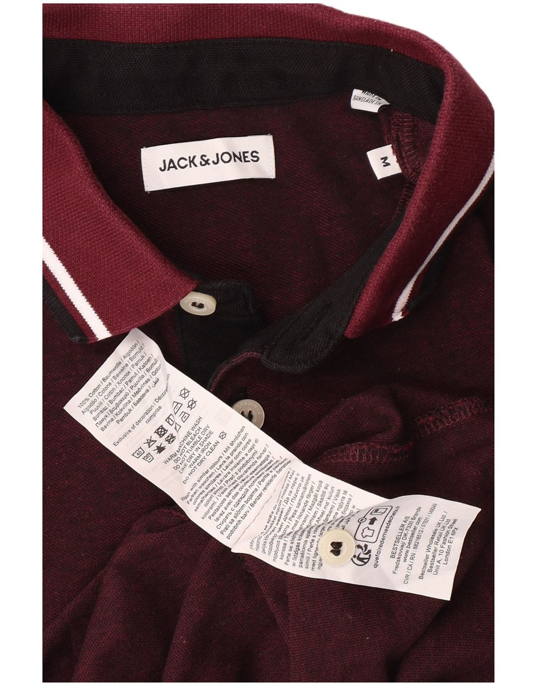 Jack & Jones Ανδρικό κοντομάνικο μπλουζάκι πόλο, μεσαίο μπορντό, βαμβακερό Classic