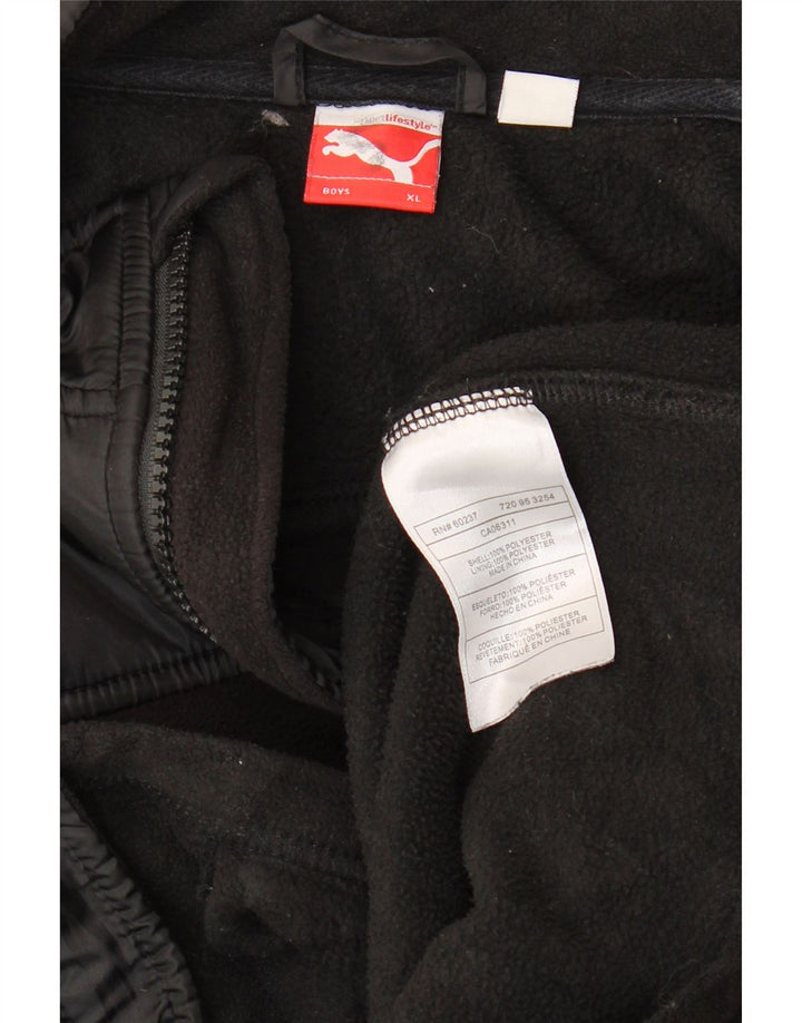 Puma Boys Graphic Fleece Jacket 13-14 Years XL Black Polyester