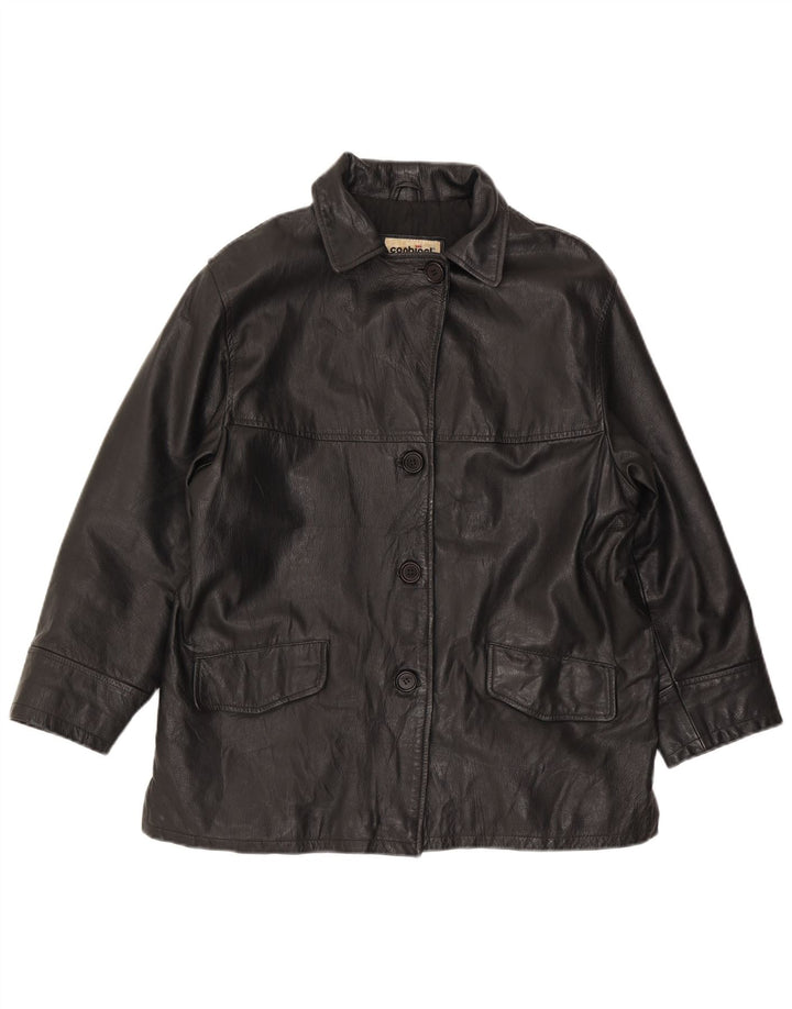 Conbipel Γυναικείο Δερμάτινο Μπουφάν υπερμεγέθη IT 44 Μεσαίο Μαύρο Δερμάτινο