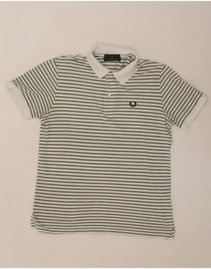 FRED PERRY Ανδρικό μπλουζάκι πόλο, μικρό λευκό βαμβακερό ριγέ