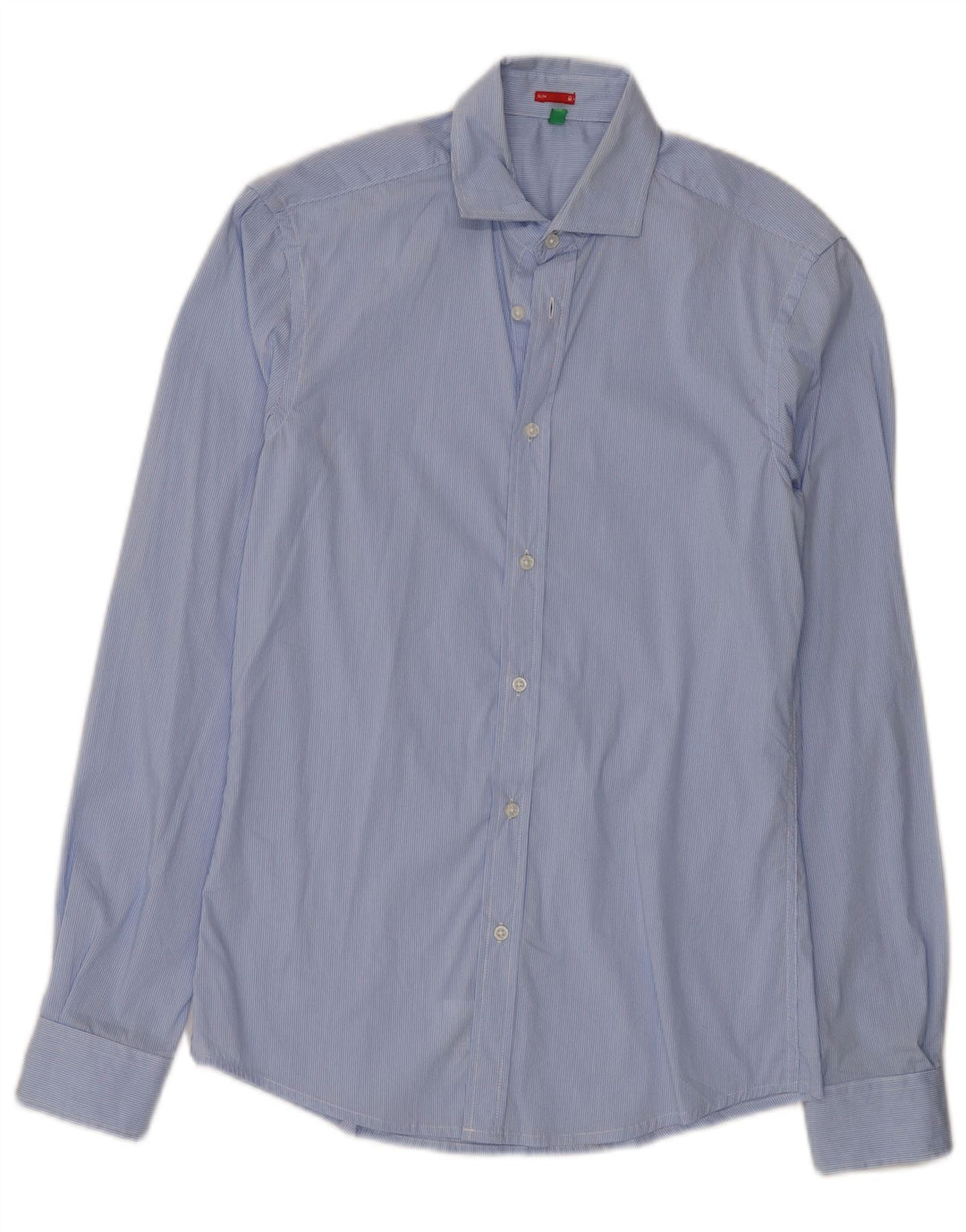 Ανδρικό πουκάμισο Benetton Slim Small Blue Pinstripe Βαμβακερό