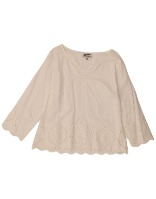 Laura Ashley Γυναικεία τοπ 3/4 μανίκια UK 16 μεγάλα λευκά λευκά είδη Paisley