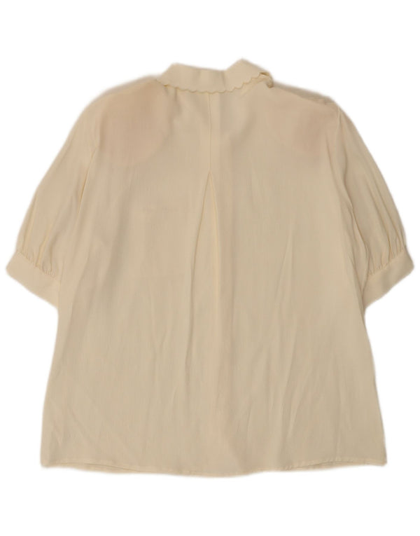 Vintage γυναικείο πουκάμισο 3/4 μανίκια μπλούζα UK 16 Large Off White