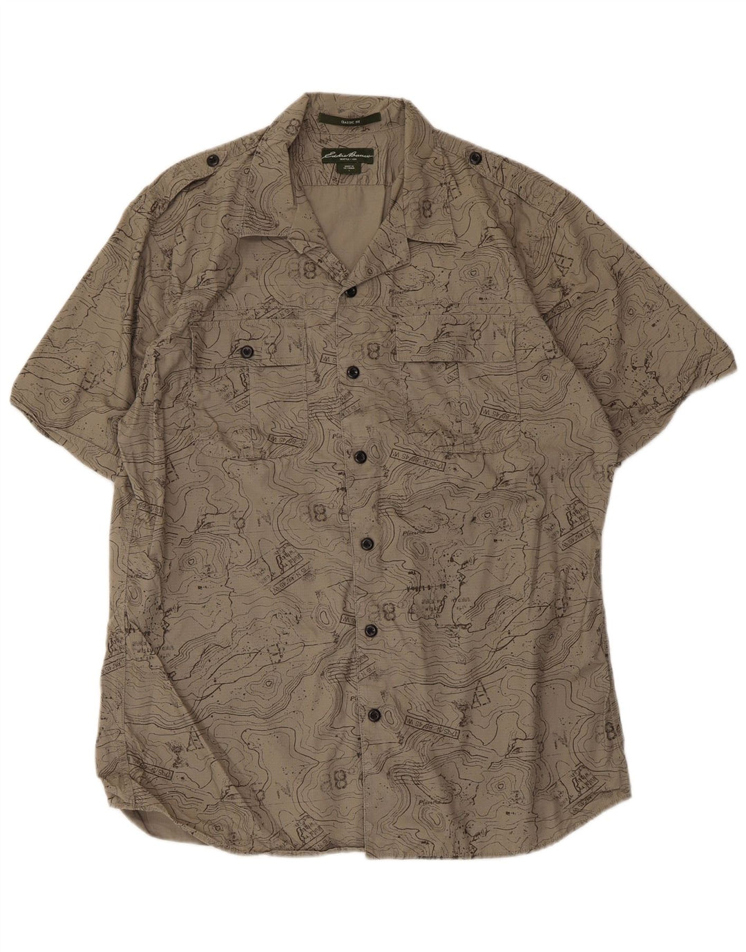 Eddie Bauer Ανδρικό πουκάμισο αφηρημένο με μοτίβο Classic Fit μεγάλο μπεζ βαμβακερό