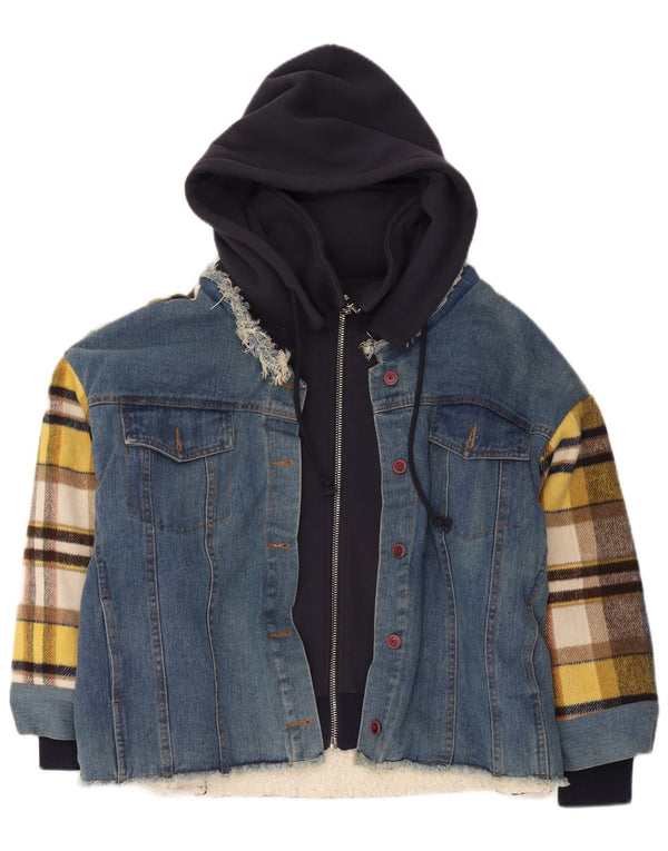 Vintage Ανδρικό μπουφάν Sherpa με κουκούλα UK 42 XL Blue Check Cotton