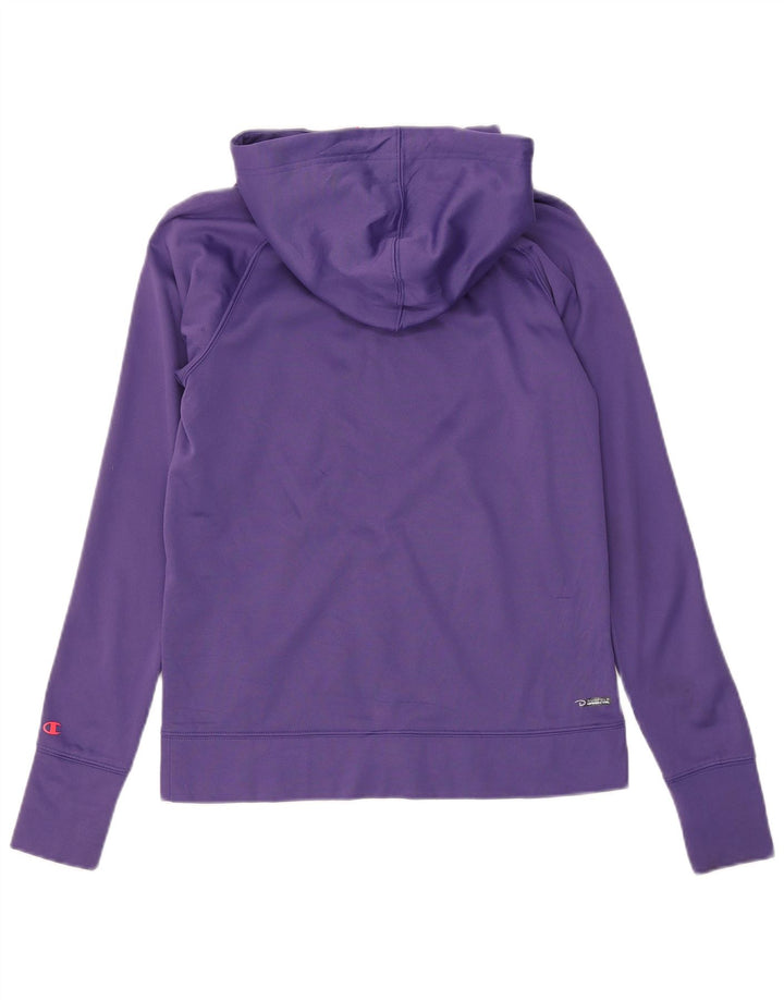 Champion Women Performance Zip Hoodie πουλόβερ UK 10 Small Purple Polyester