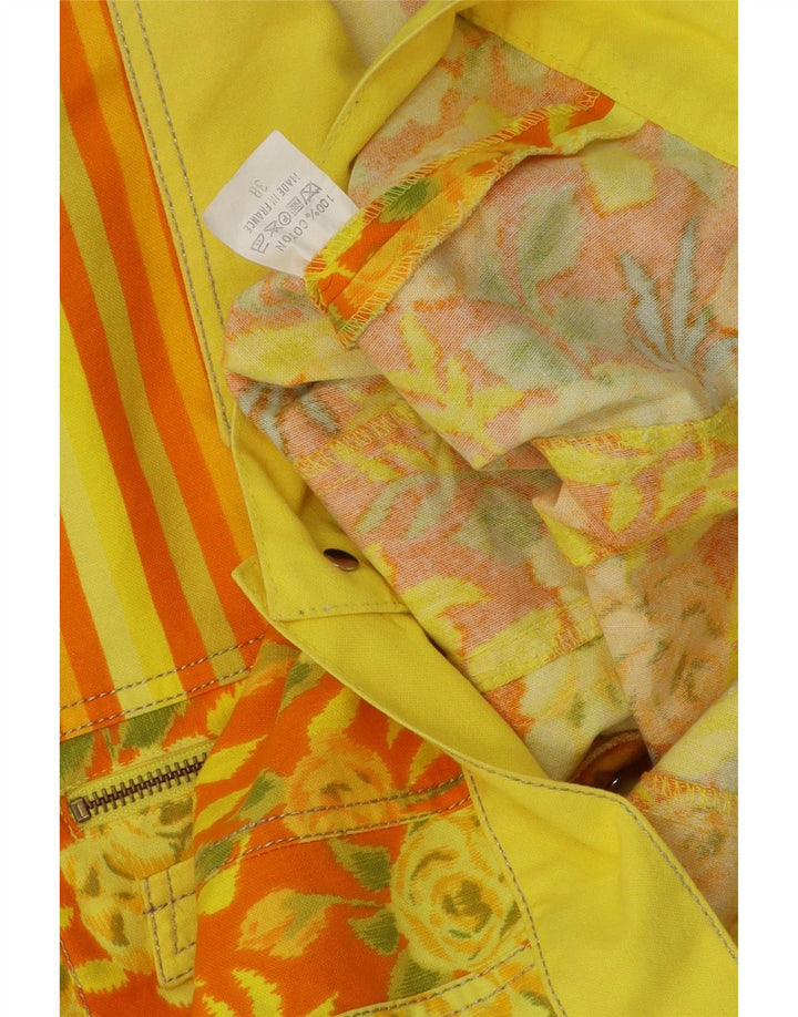 Vintage Γυναικείο Crop Bomber Jacket EU 38 Medium Yellow Floral Βαμβακερό