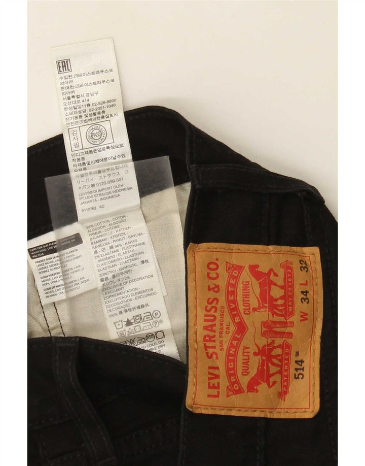 Levi's Mens 514 Straight Jeans W34 L26 Μαύρο βαμβακερό