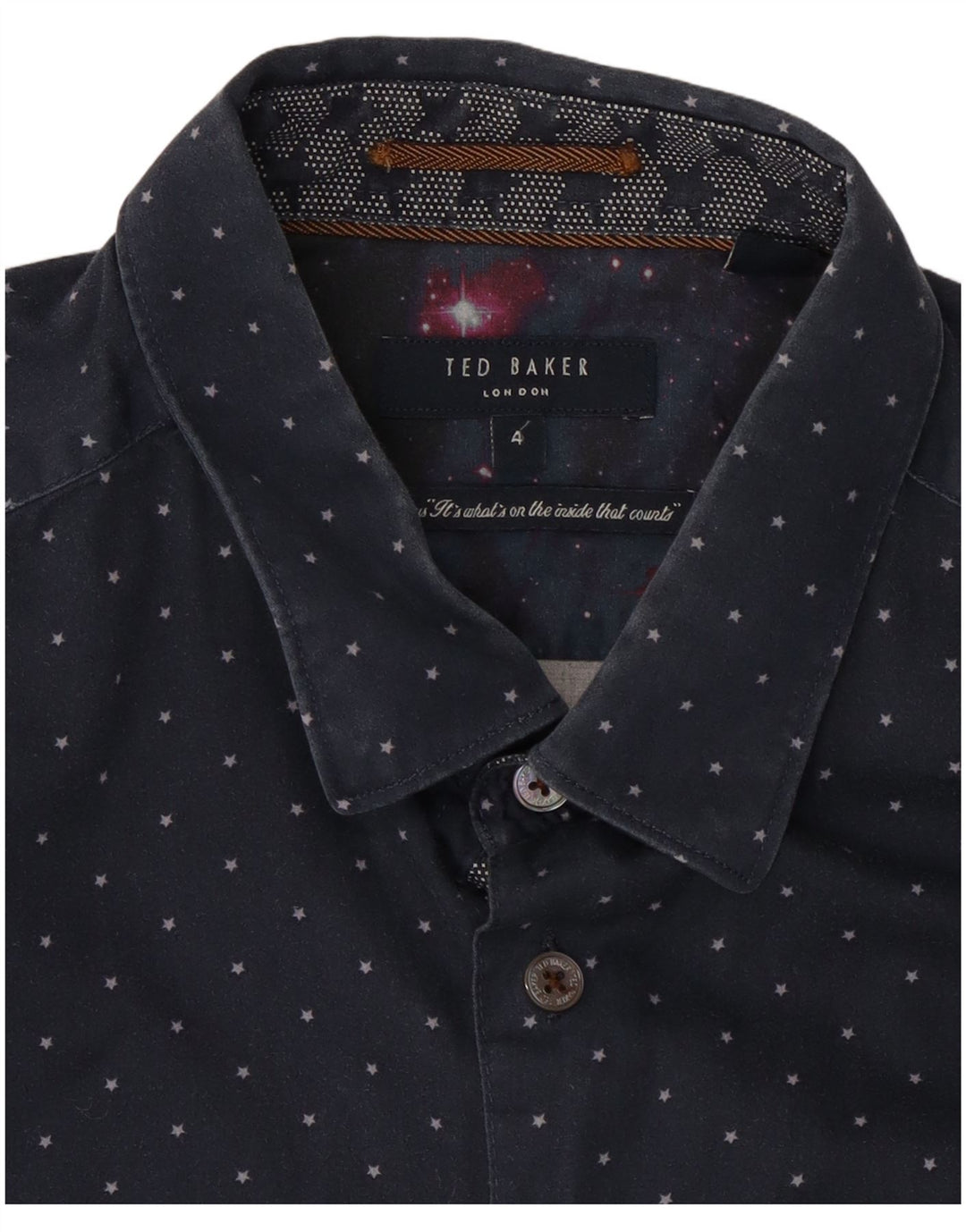 Ted Baker Ανδρικό πουκάμισο Abstract Pattern Μέγεθος 4 Μεγάλο Βαμβακερό Navy Blue