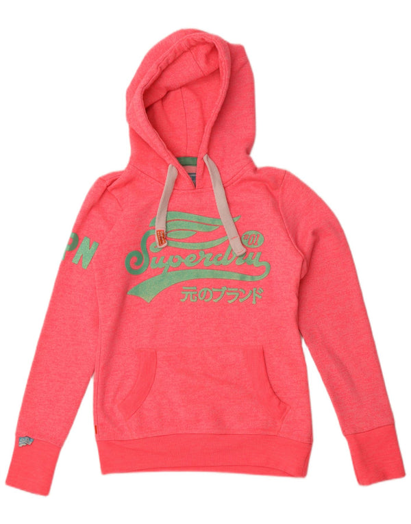 Superdry γυναικείο γραφικό κουκούλα UK 6 XS πολυεστέρας με ροζ φλύκταινες