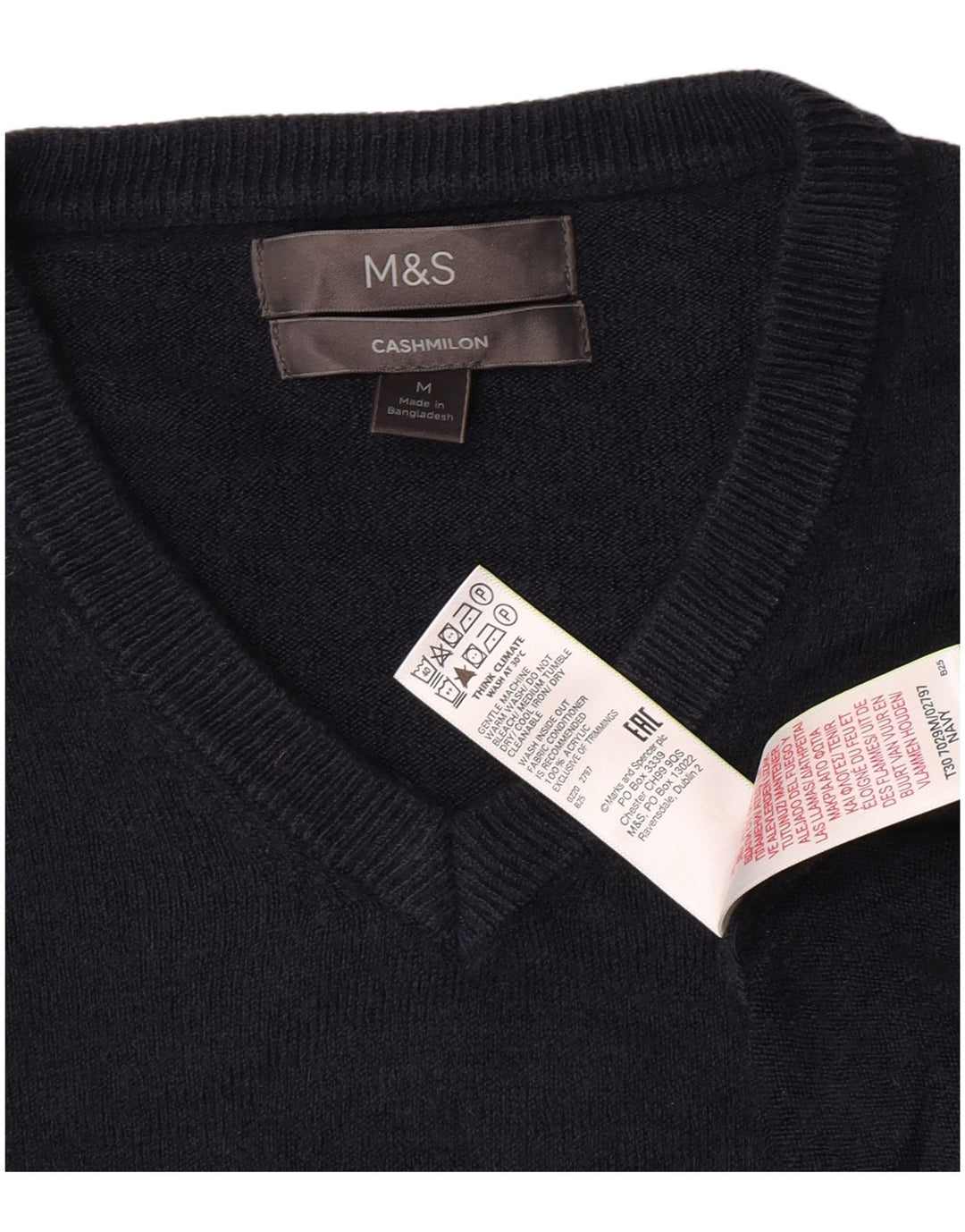 Marks & Spencer Ανδρικό πουλόβερ με λαιμόκοψη με λαιμόκοψη με μεσαίο μπλε ακρυλικό