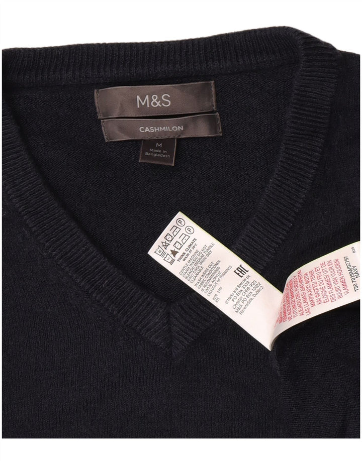 Marks & Spencer Ανδρικό πουλόβερ με λαιμόκοψη με λαιμόκοψη με μεσαίο μπλε ακρυλικό