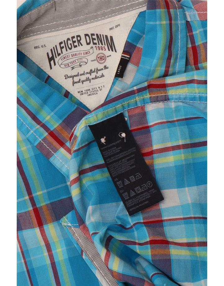 Ανδρικό πουκάμισο Tommy Hilfiger Large Blue Check Cotton