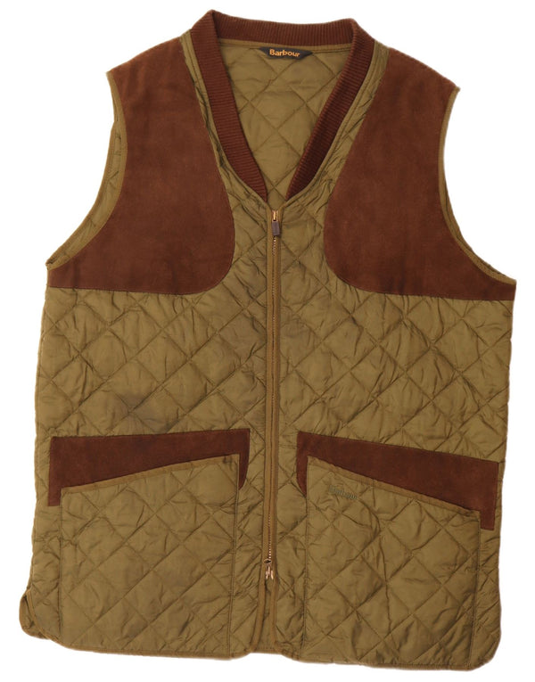 Barbour Mens Quilted Gilet UK 42 XL Khaki Colourblock Polyamide